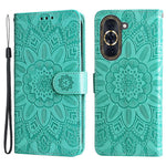 For Huawei nova 10 Pro 4G Sunflower Imprinted Phone Case Anti-scratch PU Leather Stand Wallet Cover with Wrist Strap