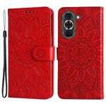 For Huawei nova 10 Pro 4G Sunflower Imprinted Phone Case Anti-scratch PU Leather Stand Wallet Cover with Wrist Strap