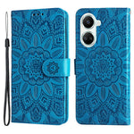 For Huawei nova 10 SE 4G Sunflower Imprinted Phone Case PU Leather Stand Wallet Magnetic Clasp Cover with Wrist Strap