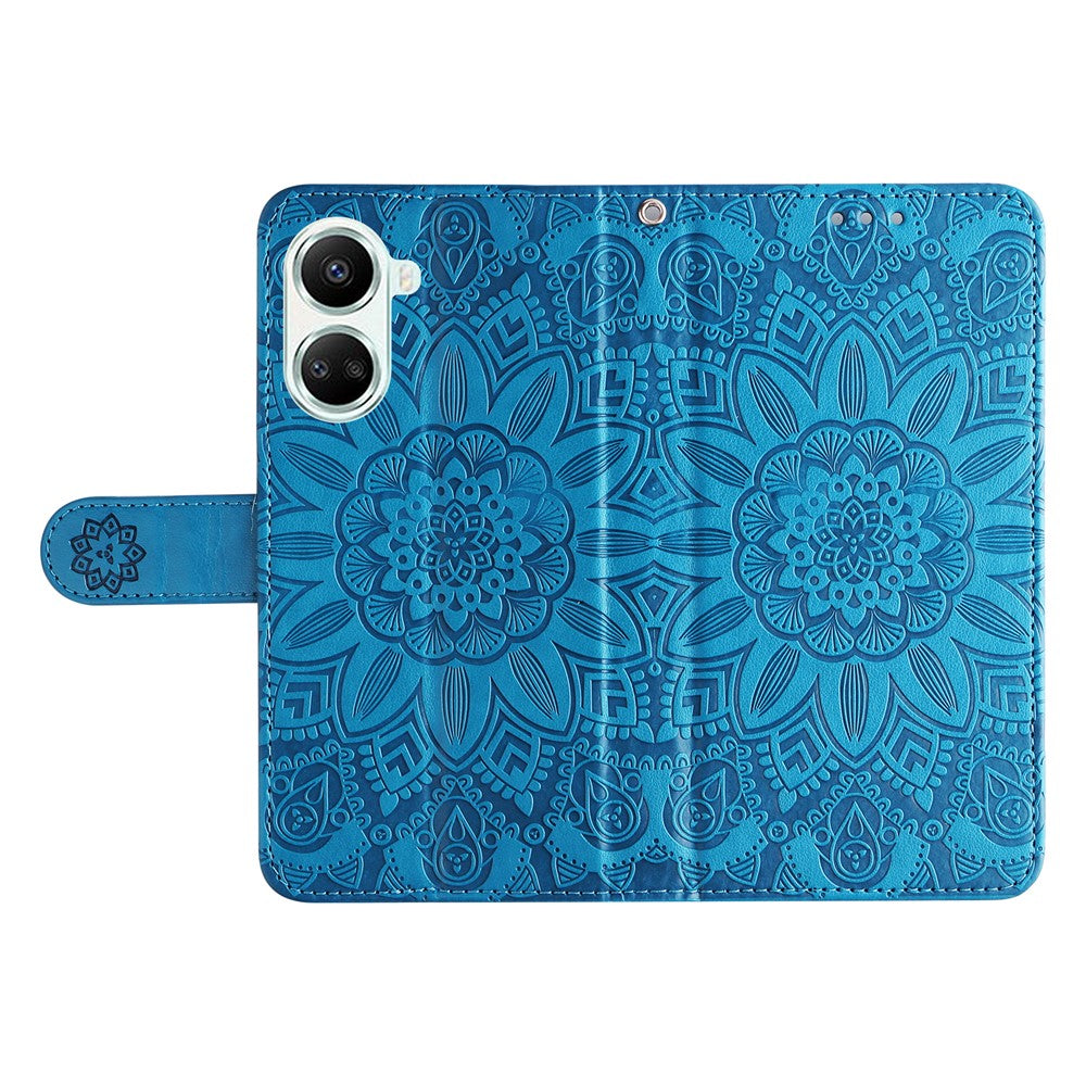 For Huawei nova 10 SE 4G Sunflower Imprinted Phone Case PU Leather Stand Wallet Magnetic Clasp Cover with Wrist Strap