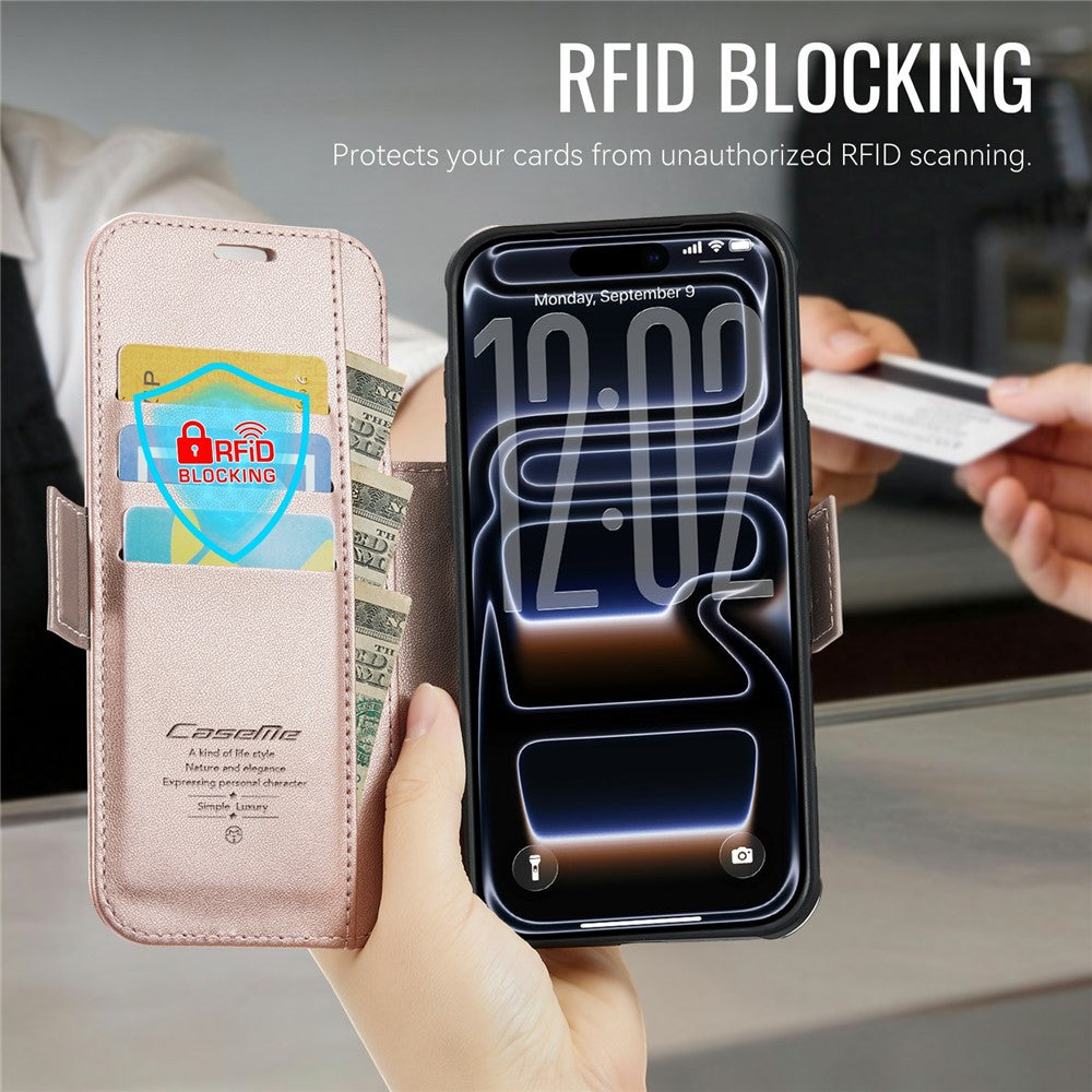 CASEME 053 for iPhone 18 Pro Max / 17 Pro Max Case Magnetic RFID Blocking Wallet Flip Leather Phone Cover