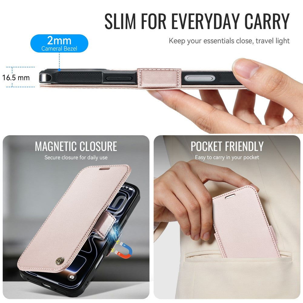 CASEME 053 for iPhone 18 Pro Max / 17 Pro Max Case Magnetic RFID Blocking Wallet Flip Leather Phone Cover