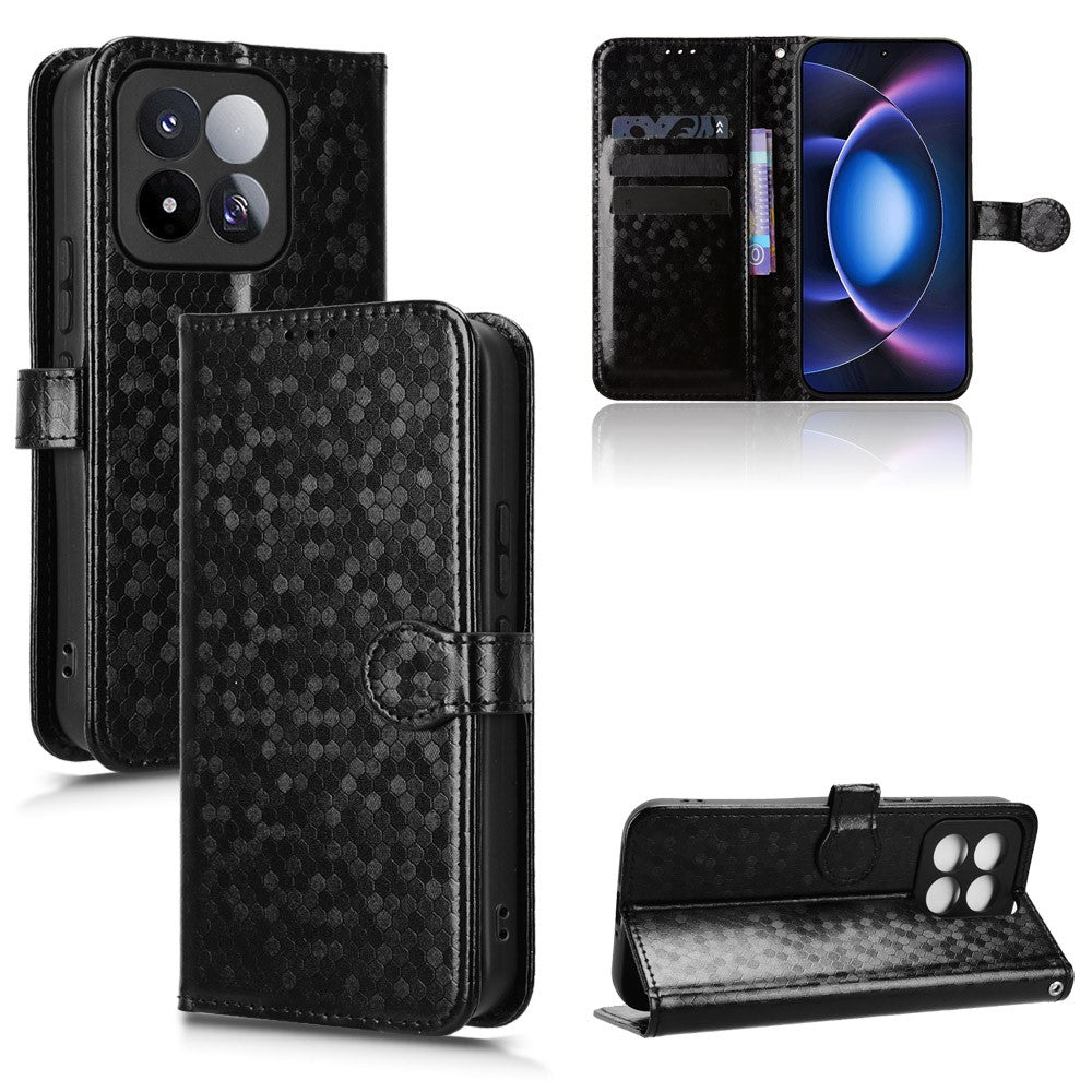 Xiaomi 17 Max Plånboksfodral Prickmönster Avtryck PU-läder mobilfodral med Handledsrem