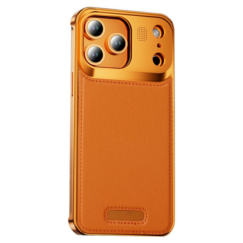 For iPhone 17 Pro Max Magnetic Case PU Leather + Metal Borderless Phone Cover with Aromatherapy Tablet