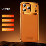 For iPhone 17 Pro Max Magnetic Case PU Leather + Metal Borderless Phone Cover with Aromatherapy Tablet