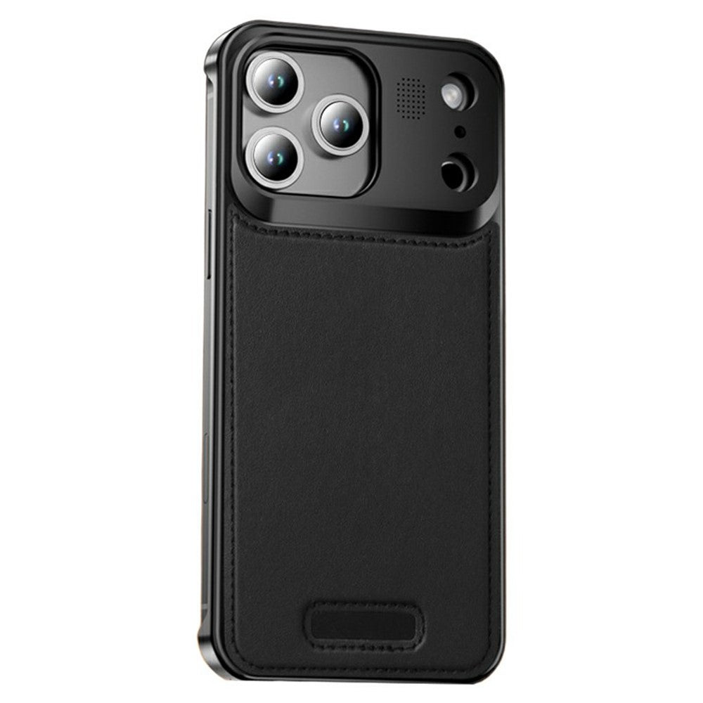 For iPhone 17 Pro Max Magnetic Case PU Leather + Metal Borderless Phone Cover with Aromatherapy Tablet