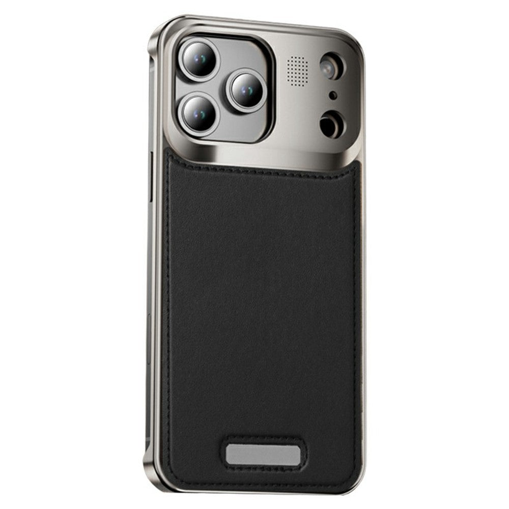 For iPhone 17 Pro Max Magnetic Case PU Leather + Metal Borderless Phone Cover with Aromatherapy Tablet