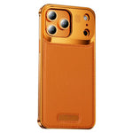 For iPhone 17 Pro Magnetic Case PU Leather + Metal Borderless Phone Cover with Aromatherapy Tablet
