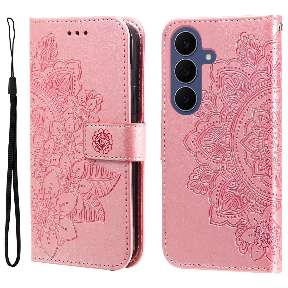 Til Samsung Galaxy S26 FE Cover med Blomstermønster i PU-læder, Pung og Stander