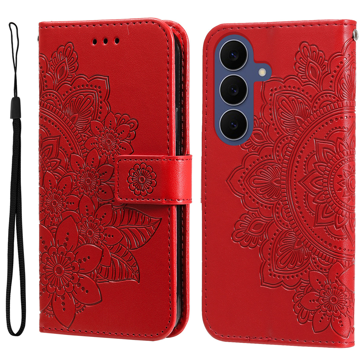 Til Samsung Galaxy S26 FE Cover med Blomstermønster i PU-læder, Pung og Stander