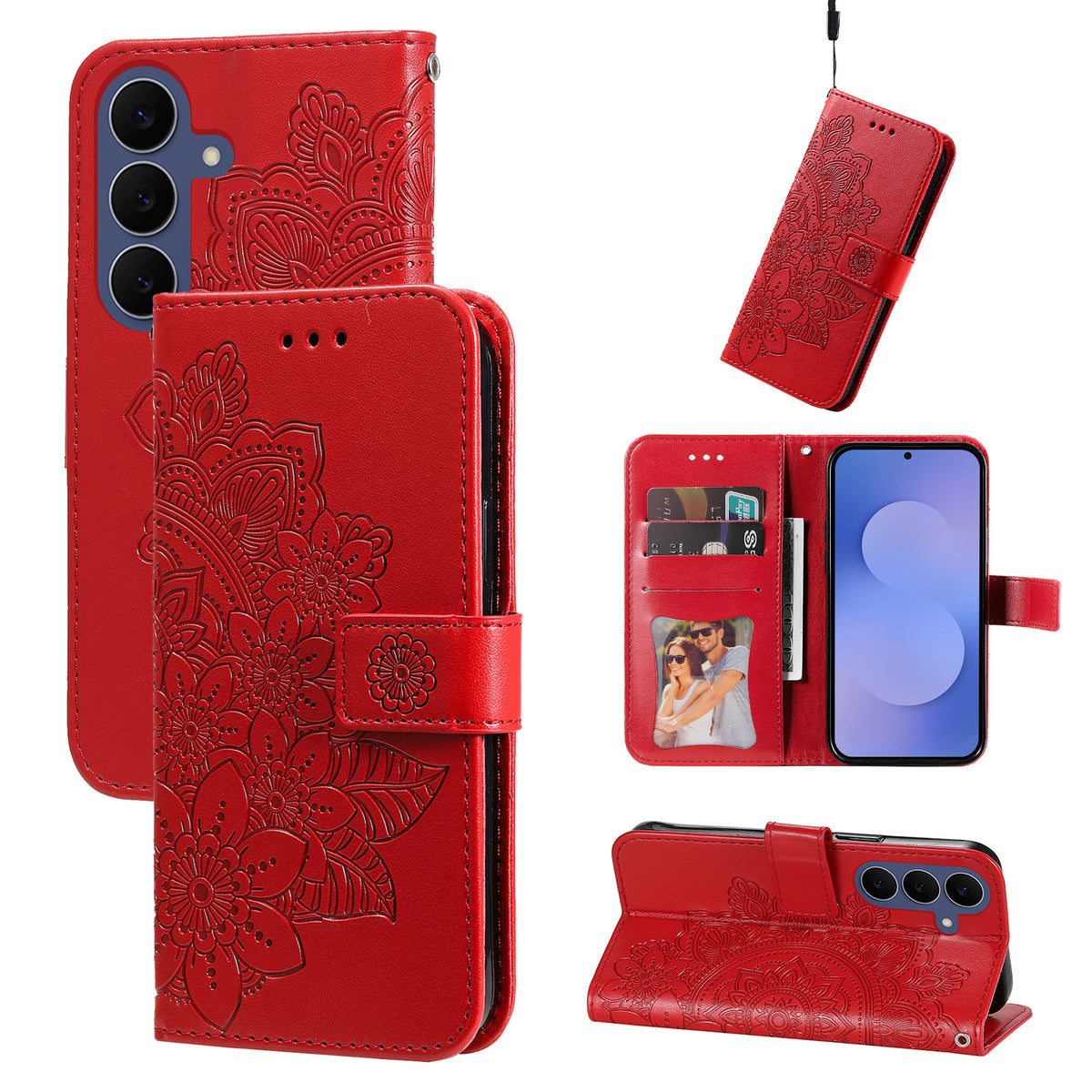 Til Samsung Galaxy S26 FE Cover med Blomstermønster i PU-læder, Pung og Stander