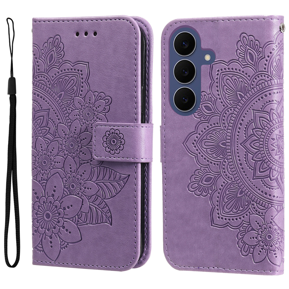 Til Samsung Galaxy S26 FE Cover med Blomstermønster i PU-læder, Pung og Stander