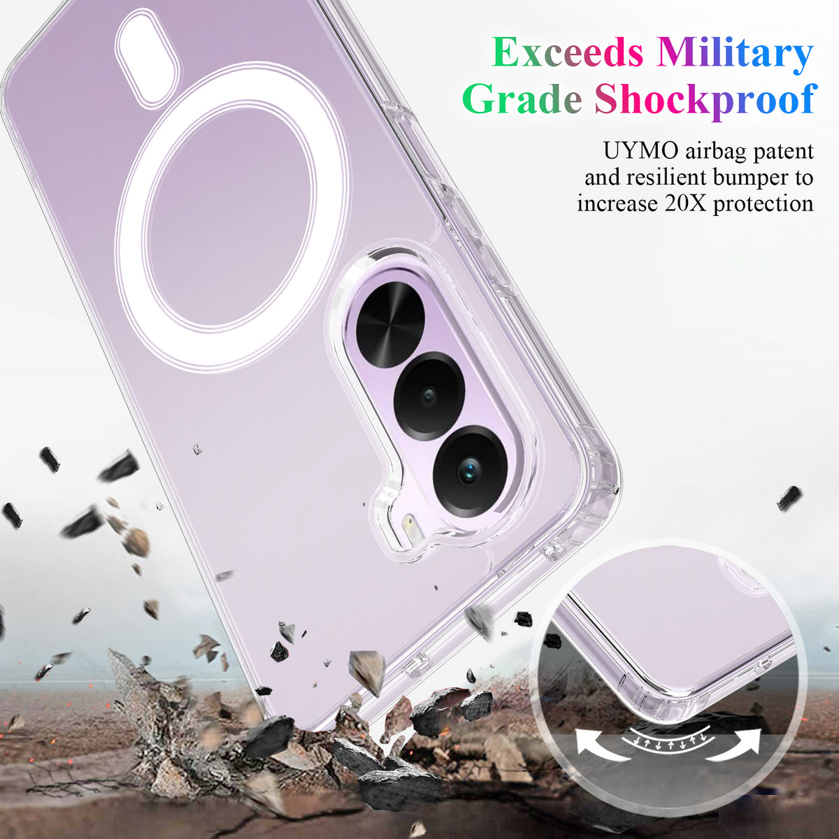 Til Realme P4x 5G / OnePlus Nord CE6 Lite 5G Gennemsigtigt Telefon Magnetisk Cover TPU + Akryl Bagcover