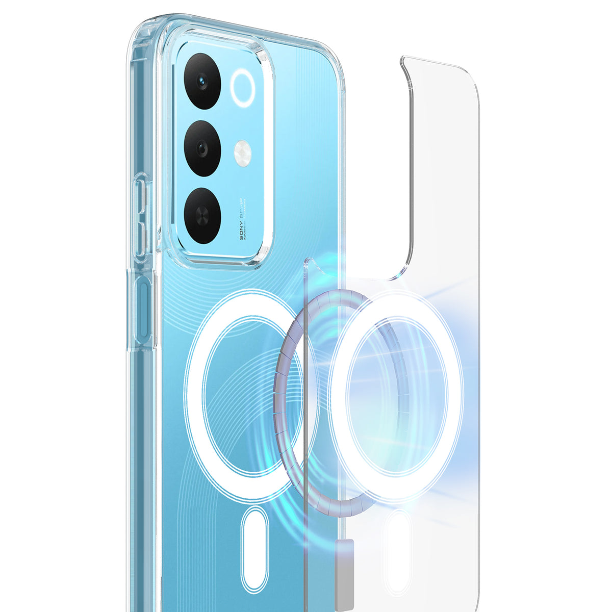Til Realme C85 4G / Realme C85 5G / Realme C83 5G / Realme P4 Lite 5G / Realme C100 5G / Realme Narzo 100 Lite 5G / Realme Narzo 90X 5G / Realme P3 Lite 5G / Realme 15x (Indien) 5G Gennemsigtigt Telefon Magnetisk Cover TPU + Akryl Bagcover