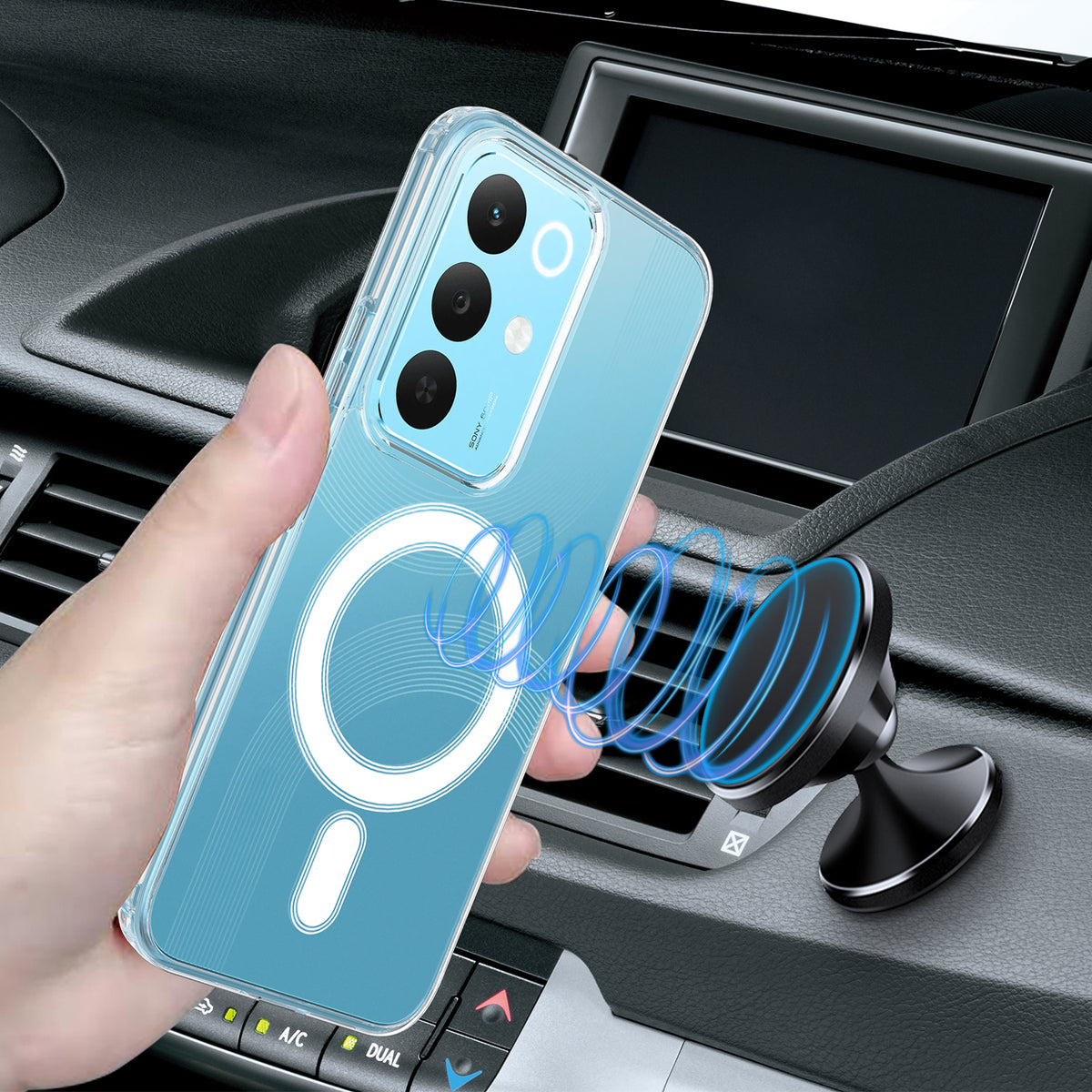 Til Realme C85 4G / Realme C85 5G / Realme C83 5G / Realme P4 Lite 5G / Realme C100 5G / Realme Narzo 100 Lite 5G / Realme Narzo 90X 5G / Realme P3 Lite 5G / Realme 15x (Indien) 5G Gennemsigtigt Telefon Magnetisk Cover TPU + Akryl Bagcover