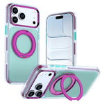 For iPhone 18 Pro / 17 Pro Case Rotating Kickstand TPU + PC Color Contrast Phone Cover