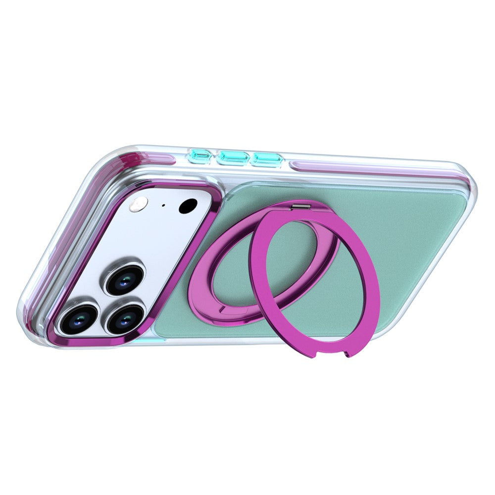 For iPhone 18 Pro / 17 Pro Case Rotating Kickstand TPU + PC Color Contrast Phone Cover