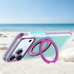 For iPhone 18 Pro / 17 Pro Case Rotating Kickstand TPU + PC Color Contrast Phone Cover