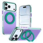 For iPhone 18 Pro / 17 Pro Case Rotating Kickstand TPU + PC Color Contrast Phone Cover
