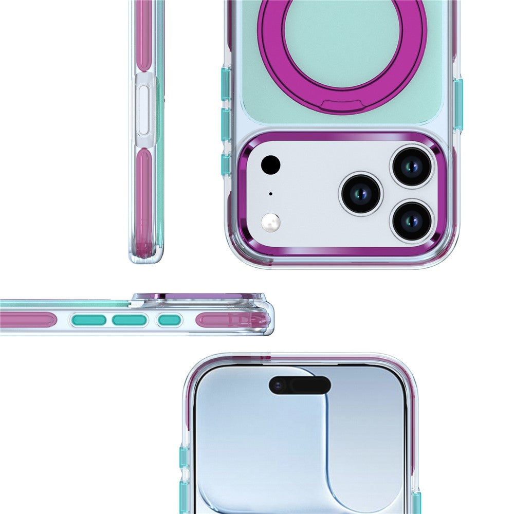For iPhone 18 Pro Max / 17 Pro Max Case Rotating Kickstand TPU + PC Color Contrast Phone Cover