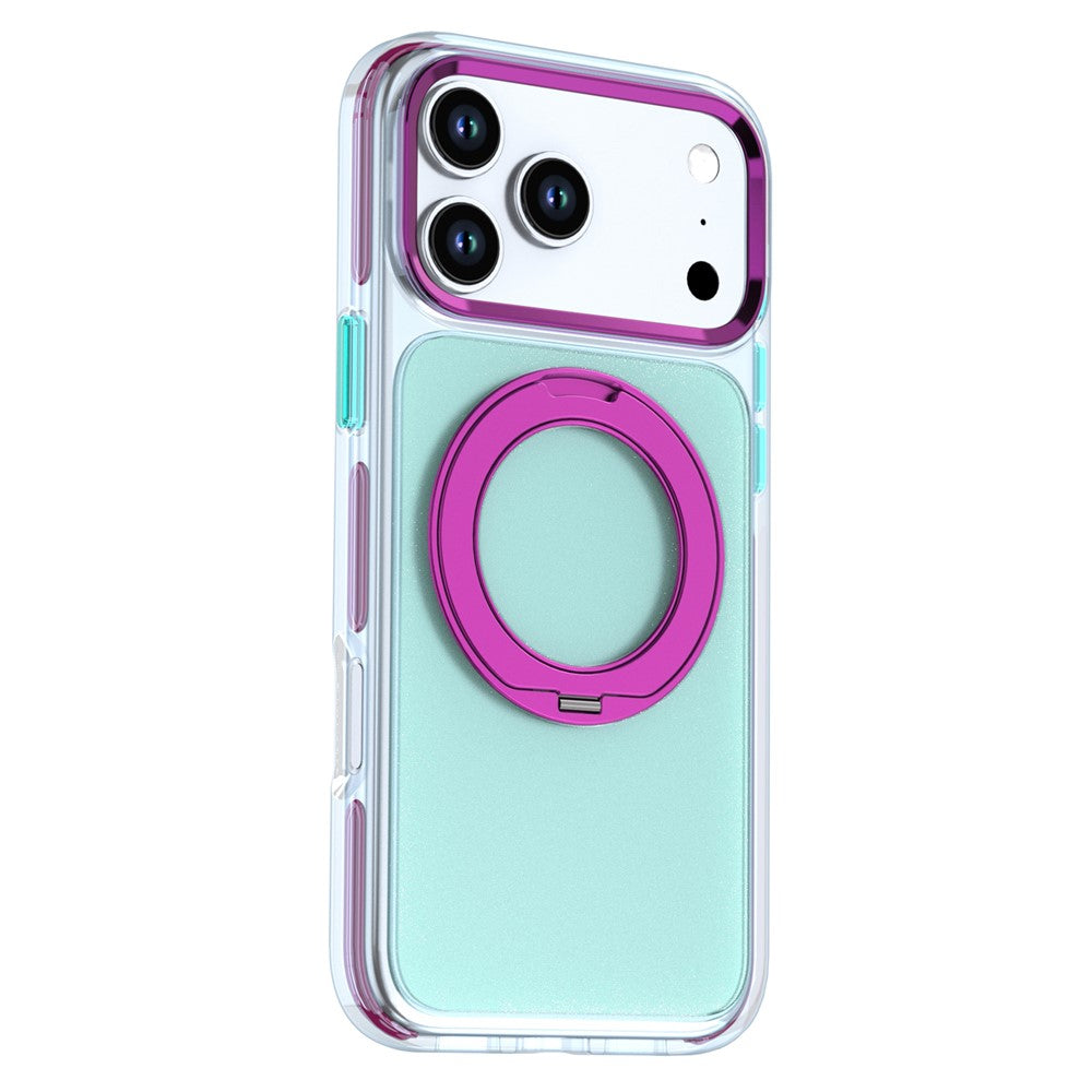 For iPhone 18 Pro Max / 17 Pro Max Case Rotating Kickstand TPU + PC Color Contrast Phone Cover