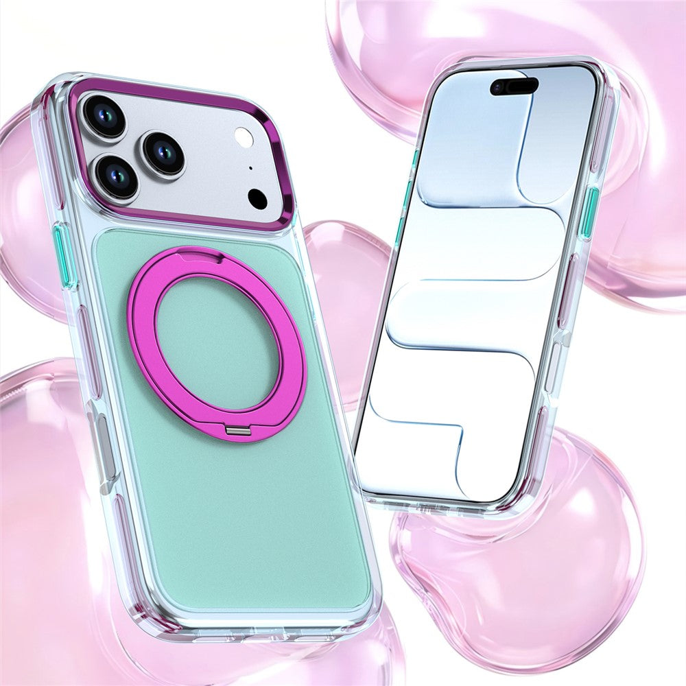 For iPhone 18 Pro Max / 17 Pro Max Case Rotating Kickstand TPU + PC Color Contrast Phone Cover