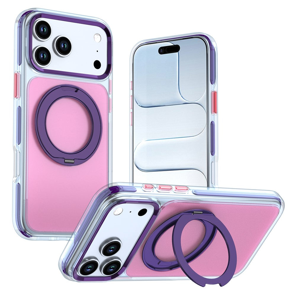 For iPhone 18 Pro Max / 17 Pro Max Case Rotating Kickstand TPU + PC Color Contrast Phone Cover