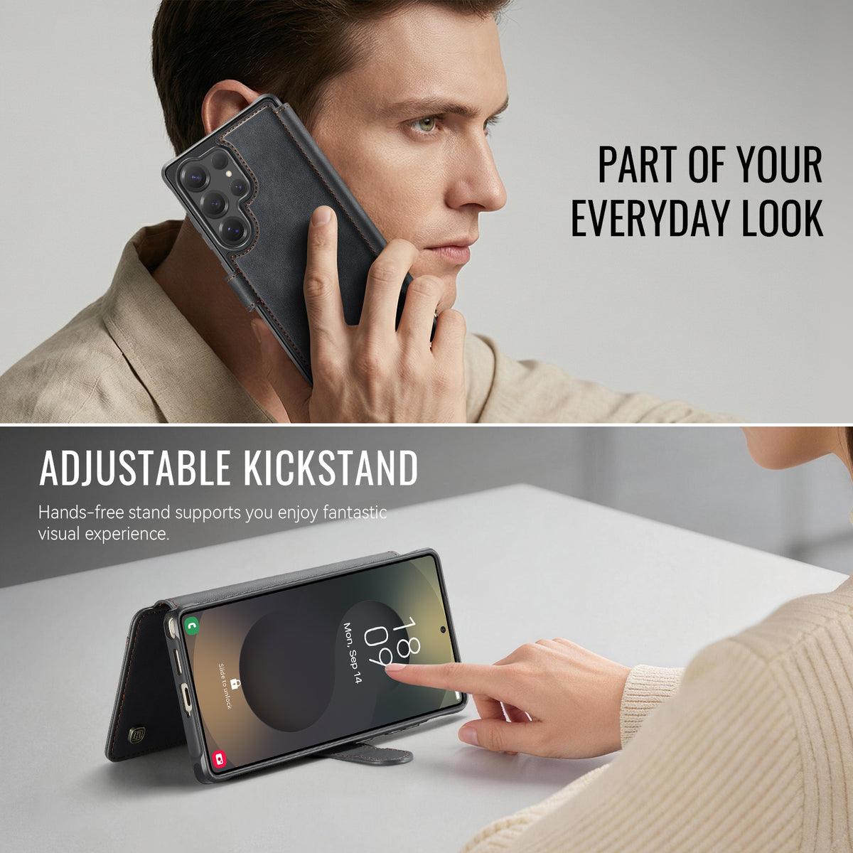 AUTSPACE til Samsung Galaxy S24 Ultra A15 Cover RFID-blokerende pung læder magnetisk telefoncover