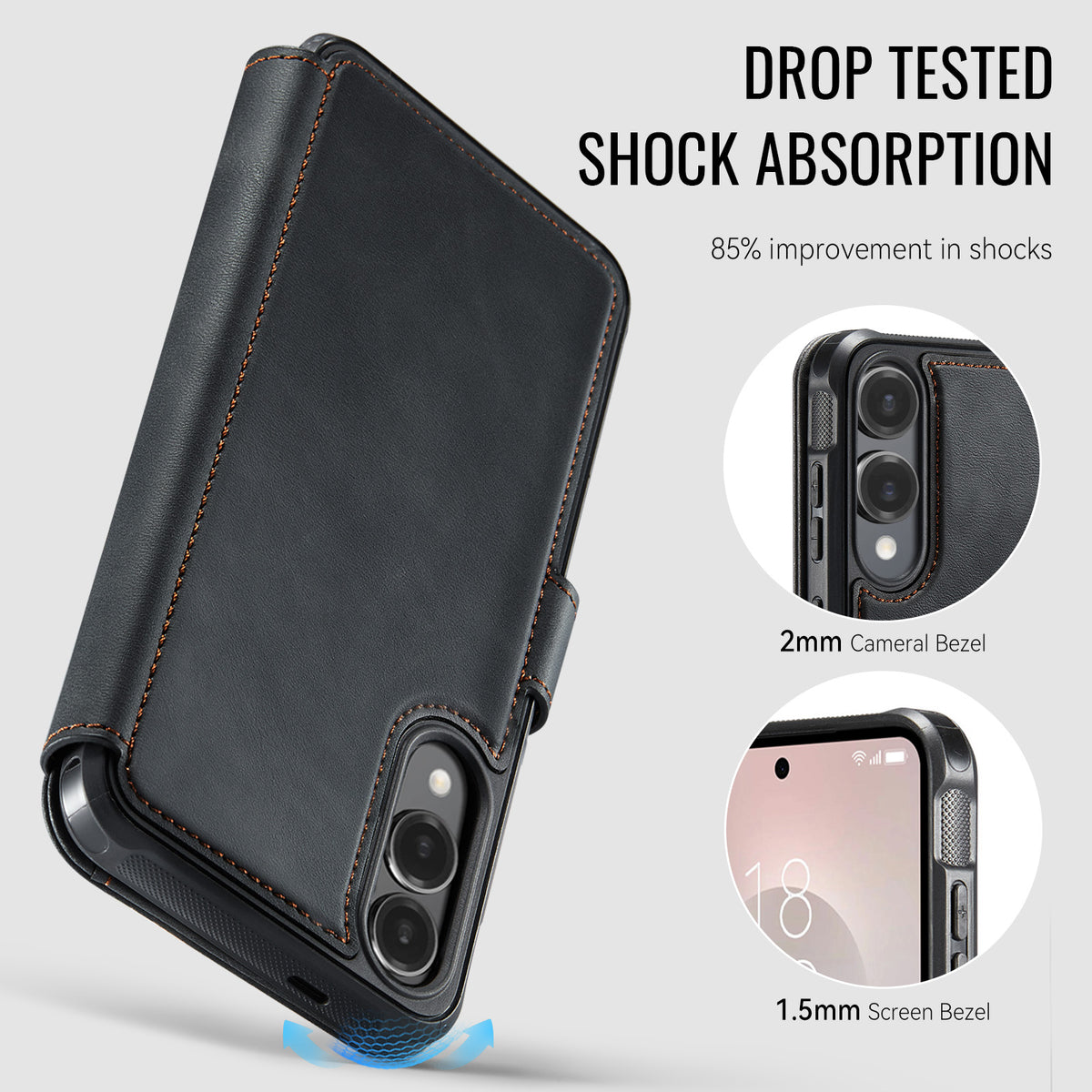 AUTSPACE til Samsung Galaxy S25 Edge A15 Cover RFID-blokerende pung læder magnetisk telefoncover
