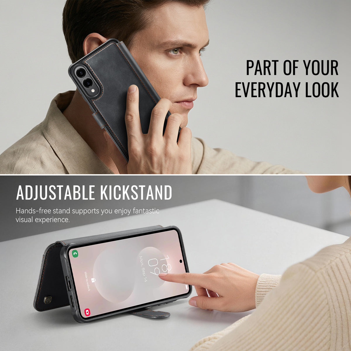 AUTSPACE til Samsung Galaxy S25 Edge A15 Cover RFID-blokerende pung læder magnetisk telefoncover