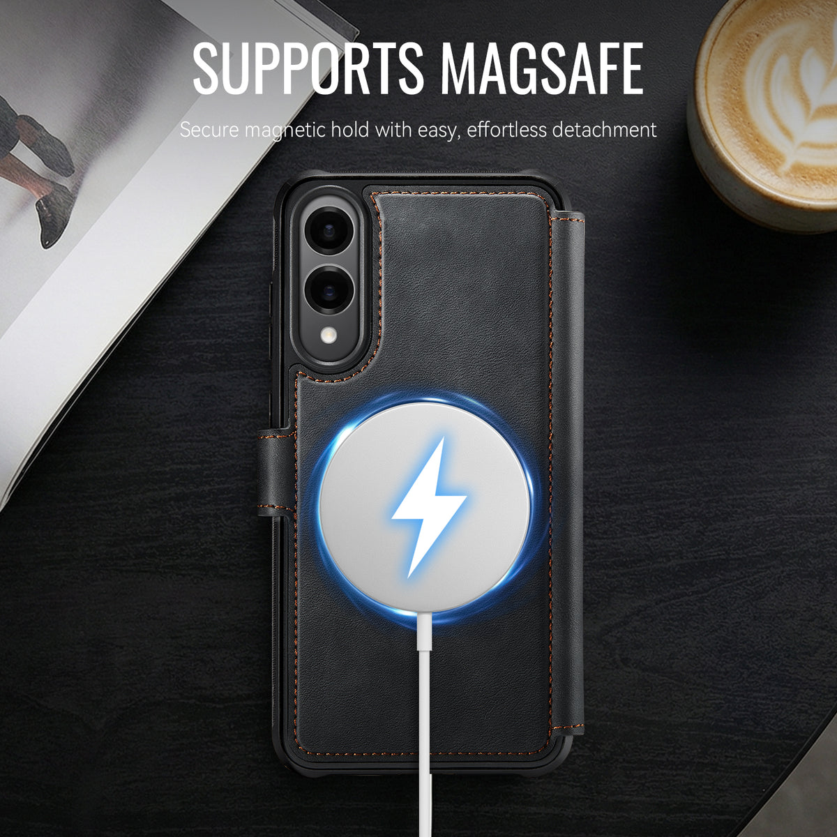 AUTSPACE til Samsung Galaxy S25 Edge A15 Cover RFID-blokerende pung læder magnetisk telefoncover