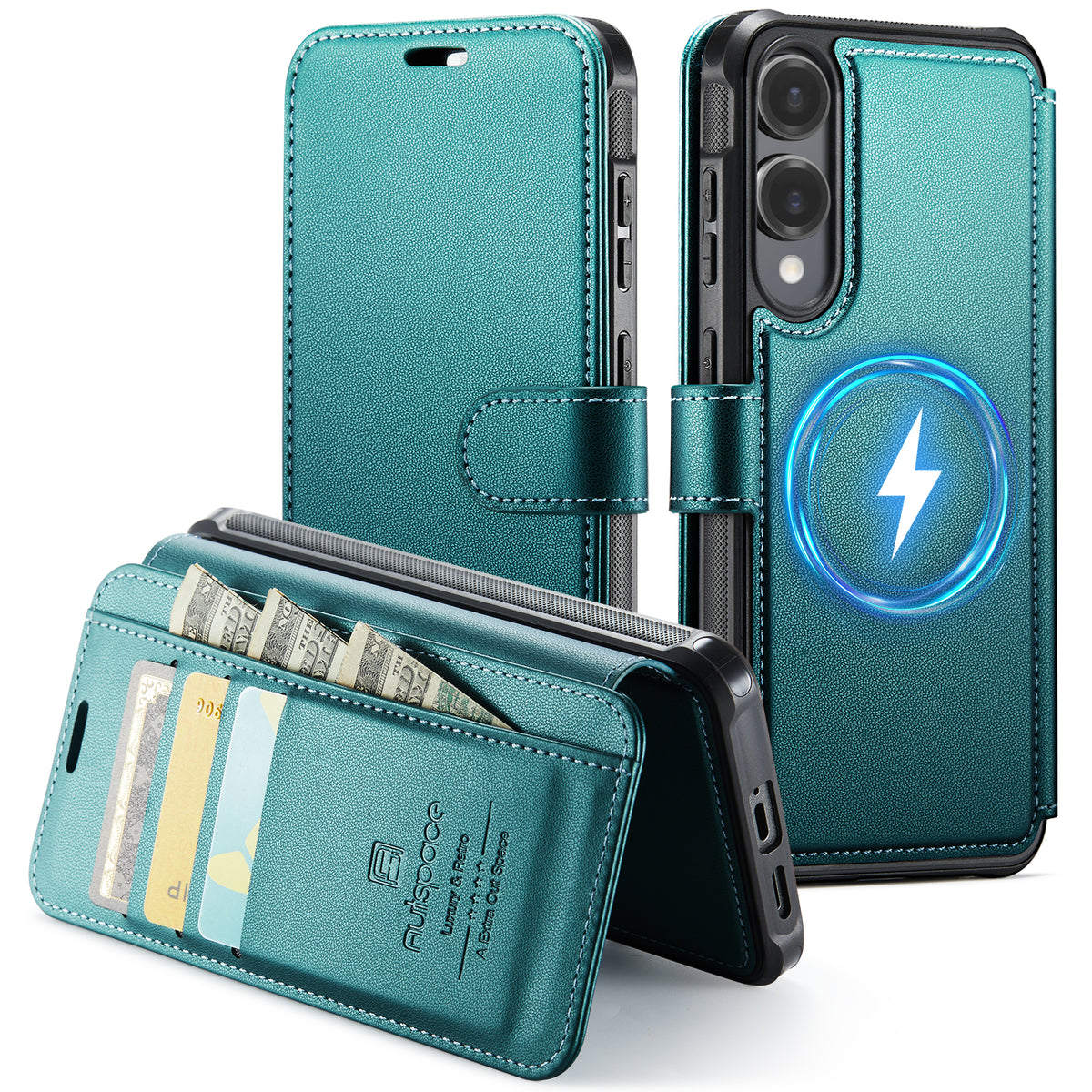 AUTSPACE til Samsung Galaxy S25 Edge A15 Cover RFID-blokerende pung læder magnetisk telefoncover