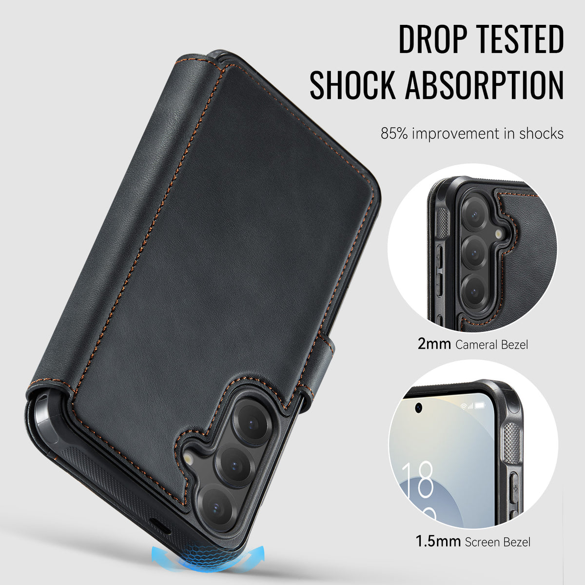 AUTSPACE til Samsung Galaxy S25 FE A15 Etui RFID-blokerende pung læder magnetisk telefoncover