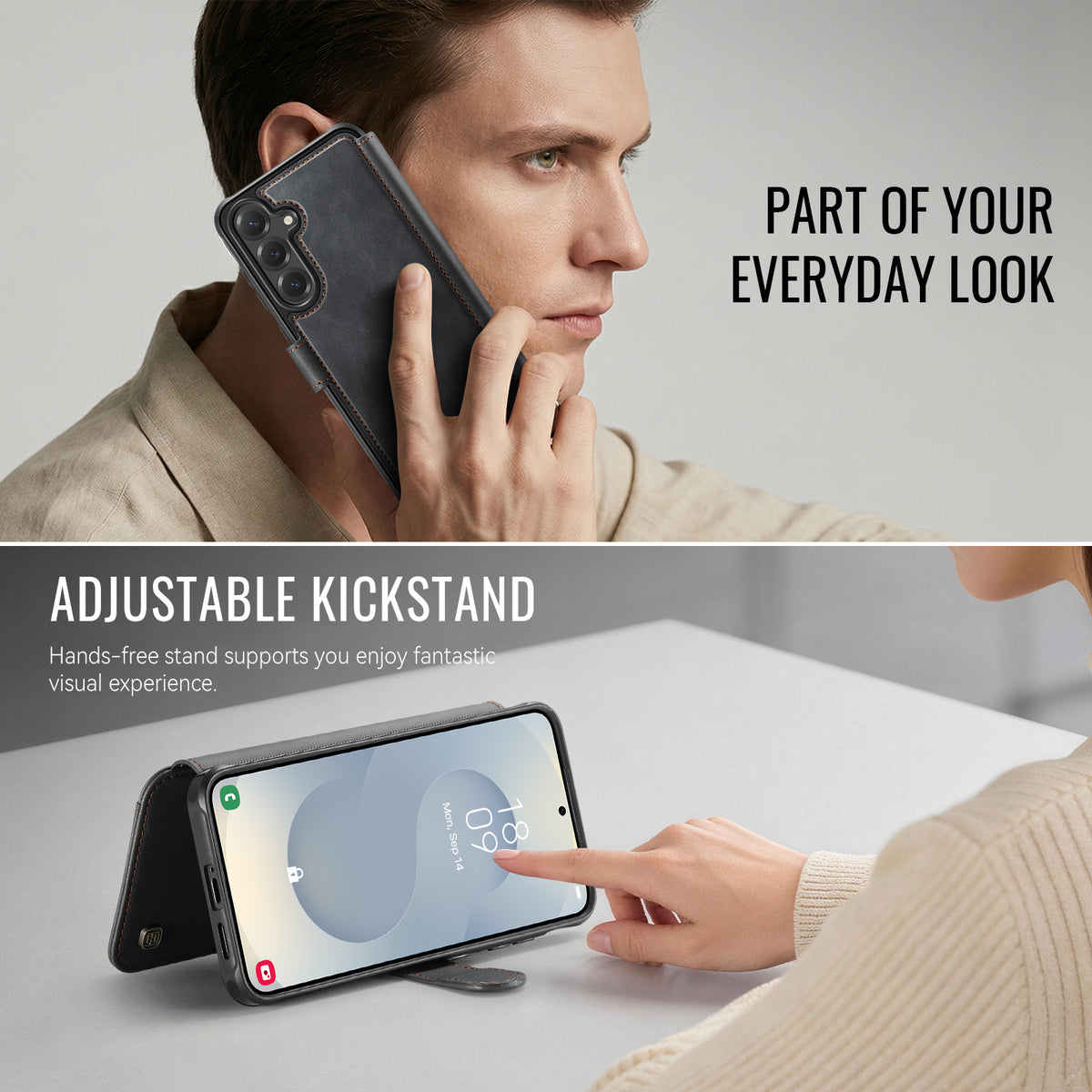 AUTSPACE til Samsung Galaxy S25 FE A15 Etui RFID-blokerende pung læder magnetisk telefoncover