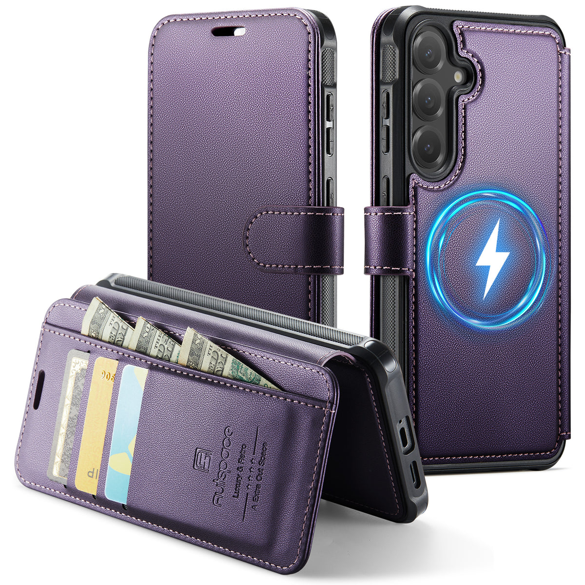 AUTSPACE til Samsung Galaxy S25 FE A15 Etui RFID-blokerende pung læder magnetisk telefoncover