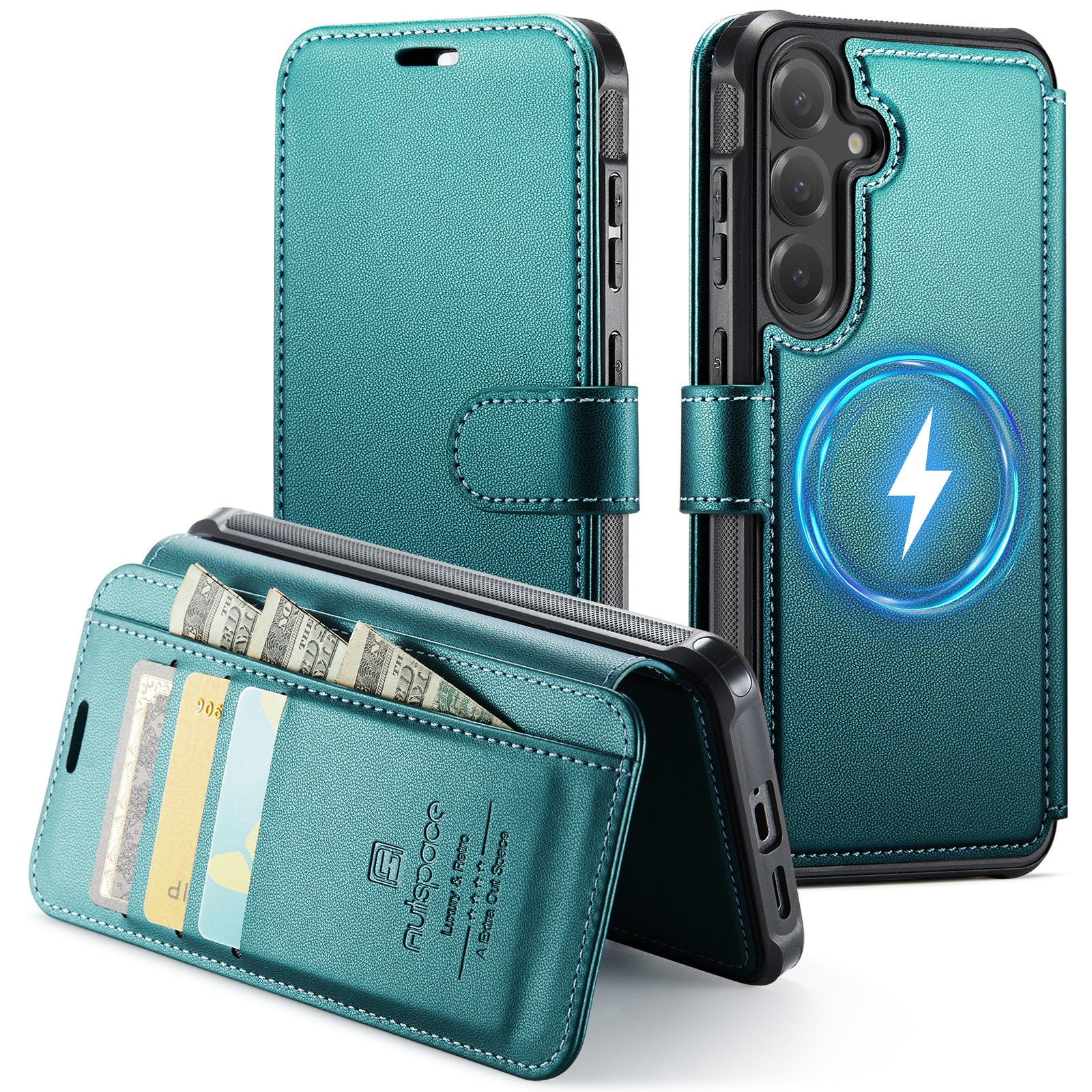 AUTSPACE til Samsung Galaxy S26+ A15 Cover RFID-Blokering Pung Læder Magnetisk Telefoncover