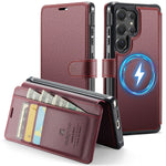 AUTSPACE for Samsung Galaxy S26 Ultra A15 Case RFID Blocking Wallet Leather Magnetic Phone Cover