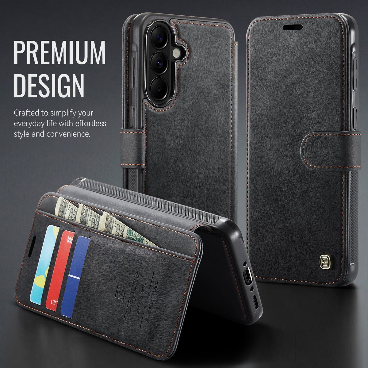 AUTSPACE for Samsung Galaxy A37 5G A15 Case RFID Blocking Wallet Leather Magnetic Phone Cover