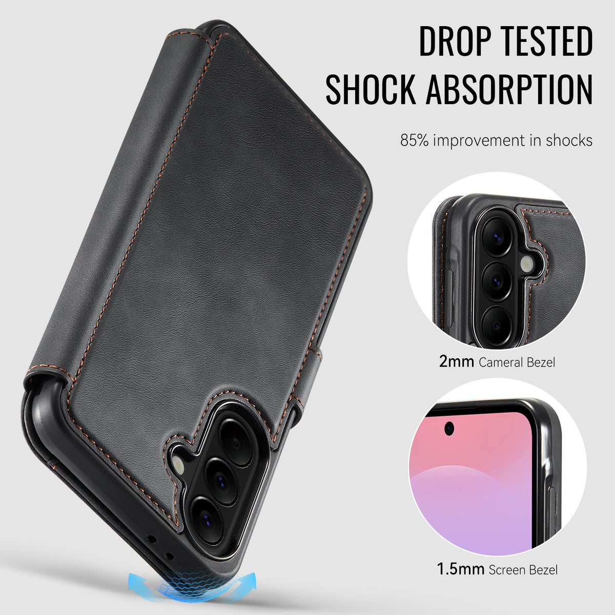 AUTSPACE for Samsung Galaxy A37 5G A15 Case RFID Blocking Wallet Leather Magnetic Phone Cover