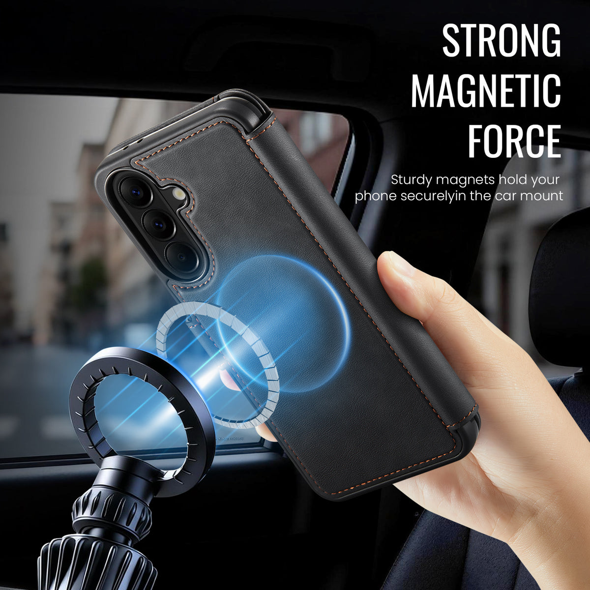 AUTSPACE for Samsung Galaxy A37 5G A15 Case RFID Blocking Wallet Leather Magnetic Phone Cover