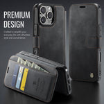 AUTSPACE for iPhone 16 Pro Max A15 Case RFID Blocking Wallet Leather Magnetic Phone Cover