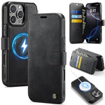 AUTSPACE for iPhone 16 Pro Max A15 Case RFID Blocking Wallet Leather Magnetic Phone Cover