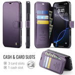 AUTSPACE for iPhone 16 Pro A15 Case RFID Blocking Wallet Leather Magnetic Phone Cover