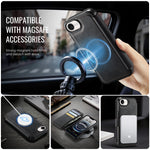 AUTSPACE for iPhone 17th / iPhone 16th A15 Case RFID Blocking Wallet Leather Magnetic Phone Cover