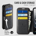 AUTSPACE for iPhone 17th / iPhone 16th A15 Case RFID Blocking Wallet Leather Magnetic Phone Cover