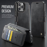 AUTSPACE for iPhone 13 Pro A15 Case RFID Blocking Wallet Leather Magnetic Phone Cover