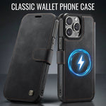 AUTSPACE for iPhone 13 Pro A15 Case RFID Blocking Wallet Leather Magnetic Phone Cover