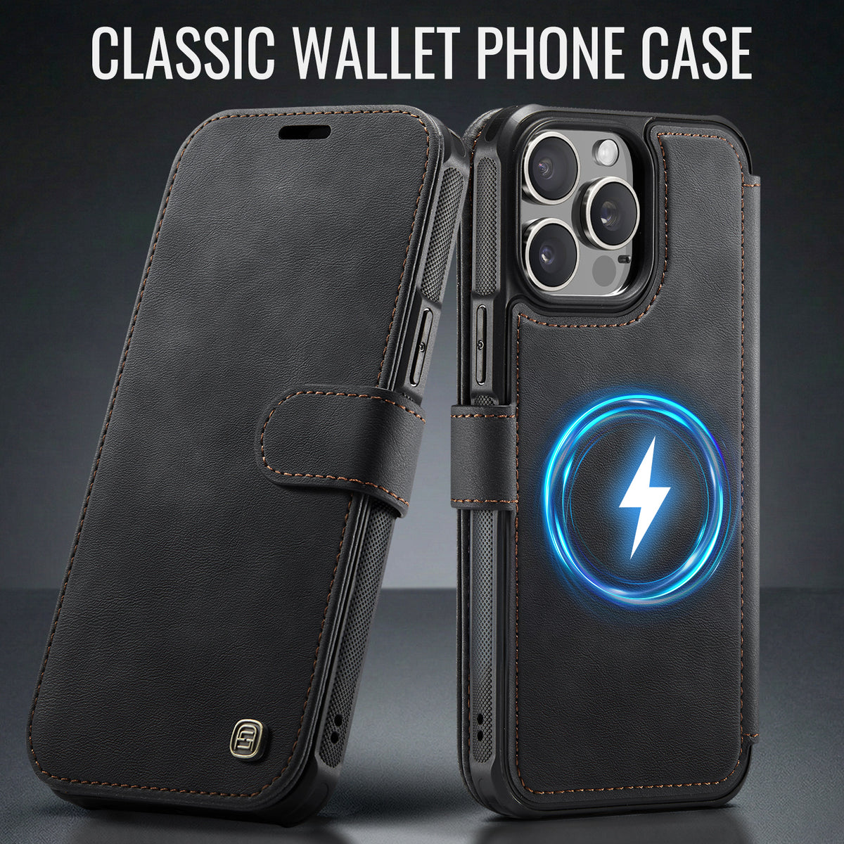 AUTSPACE for iPhone 13 Pro A15 Case RFID Blocking Wallet Leather Magnetic Phone Cover