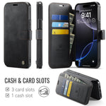 AUTSPACE for iPhone 13 Pro A15 Case RFID Blocking Wallet Leather Magnetic Phone Cover