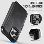 AUTSPACE for iPhone 13 Pro A15 Case RFID Blocking Wallet Leather Magnetic Phone Cover